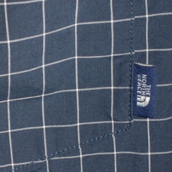 Roll Tab Sleeve The North Face Mens Large Blue White Plaid shirt Button Down - Picture 5 of 6
